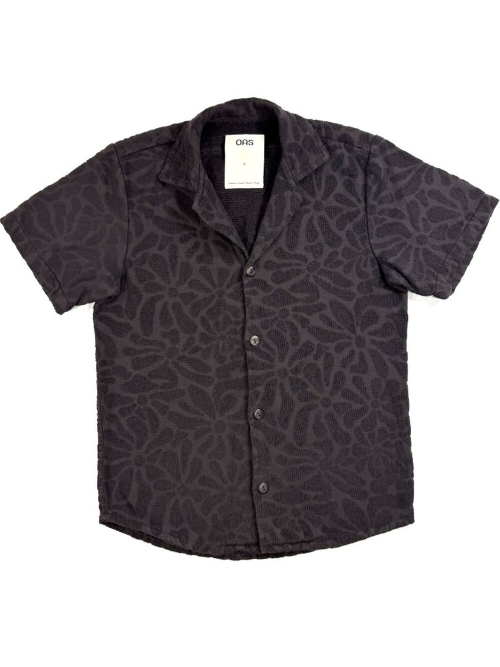 OAS Mens Shirt Blossom Cuba Terry Cloth Resort Collar Size Small